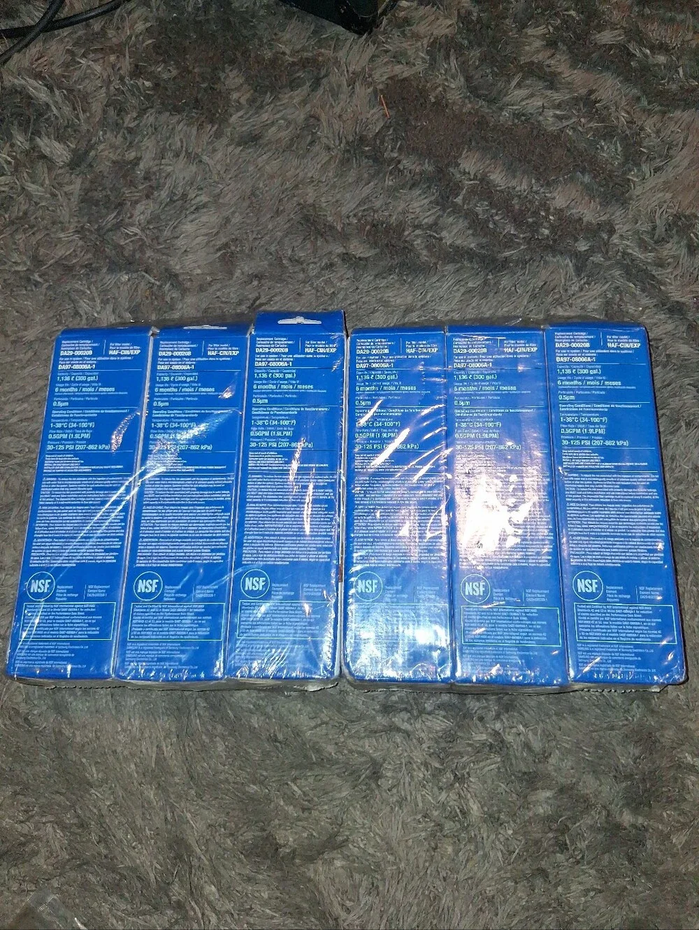 Lot of 6 Samsung Water Filter Boxes in White and Blue Packaging DA29-00020B